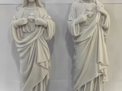 Sagrado Coração de Jesus e Maria – Pó de mármore – 30 cm